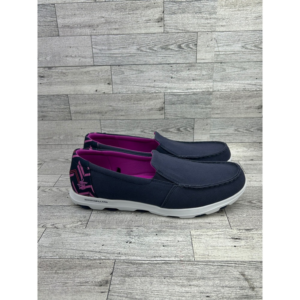 Skechers Go Walk Slip On Shoes Navy Pink Women Sz 9.5 Comfort Lightweight Casual - Picture 10 of 12